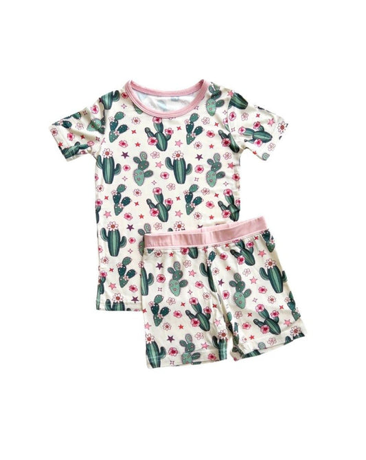 Bamboo Two Piece Shorts Set | Cactus Flowers