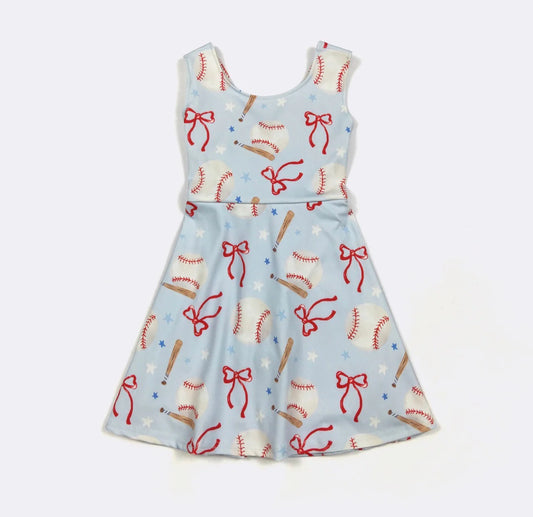 Baseball N Bows Girls Athletic Dress