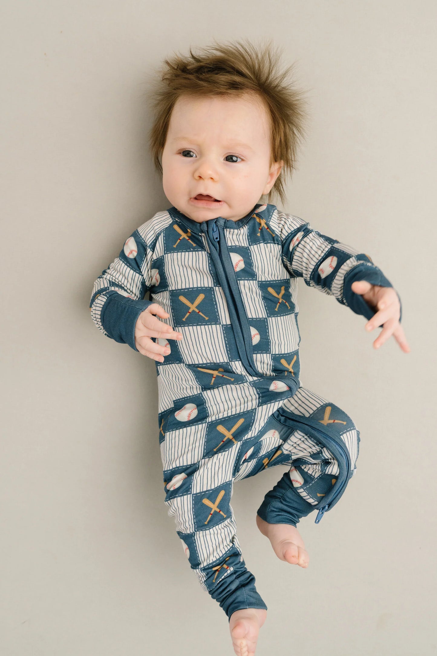 Little One Shop: Baseball Patchwork Bamboo Zippy Romper