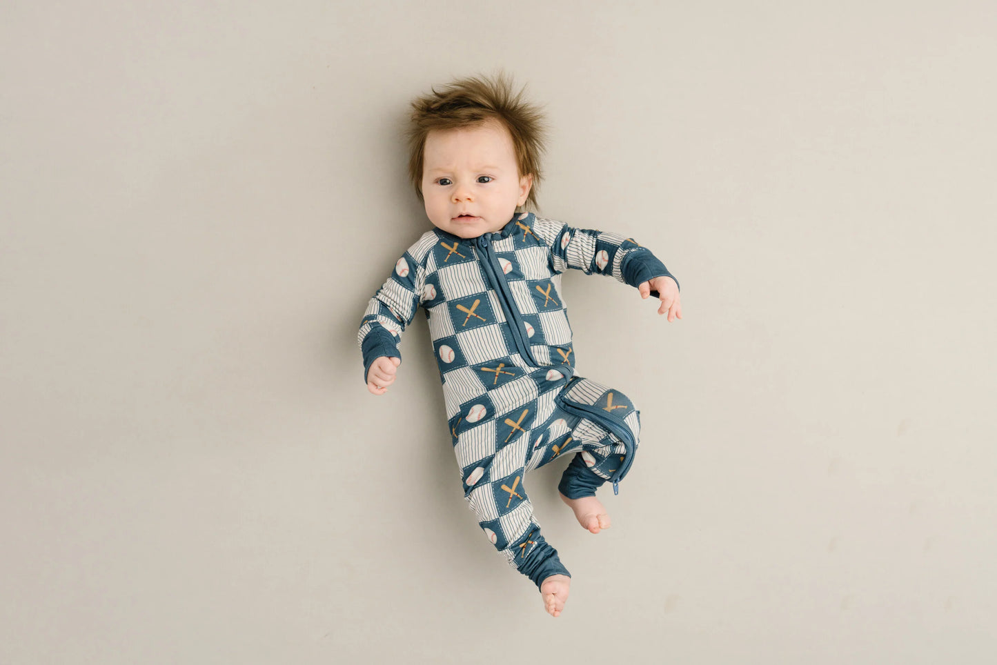 Little One Shop: Baseball Patchwork Bamboo Zippy Romper