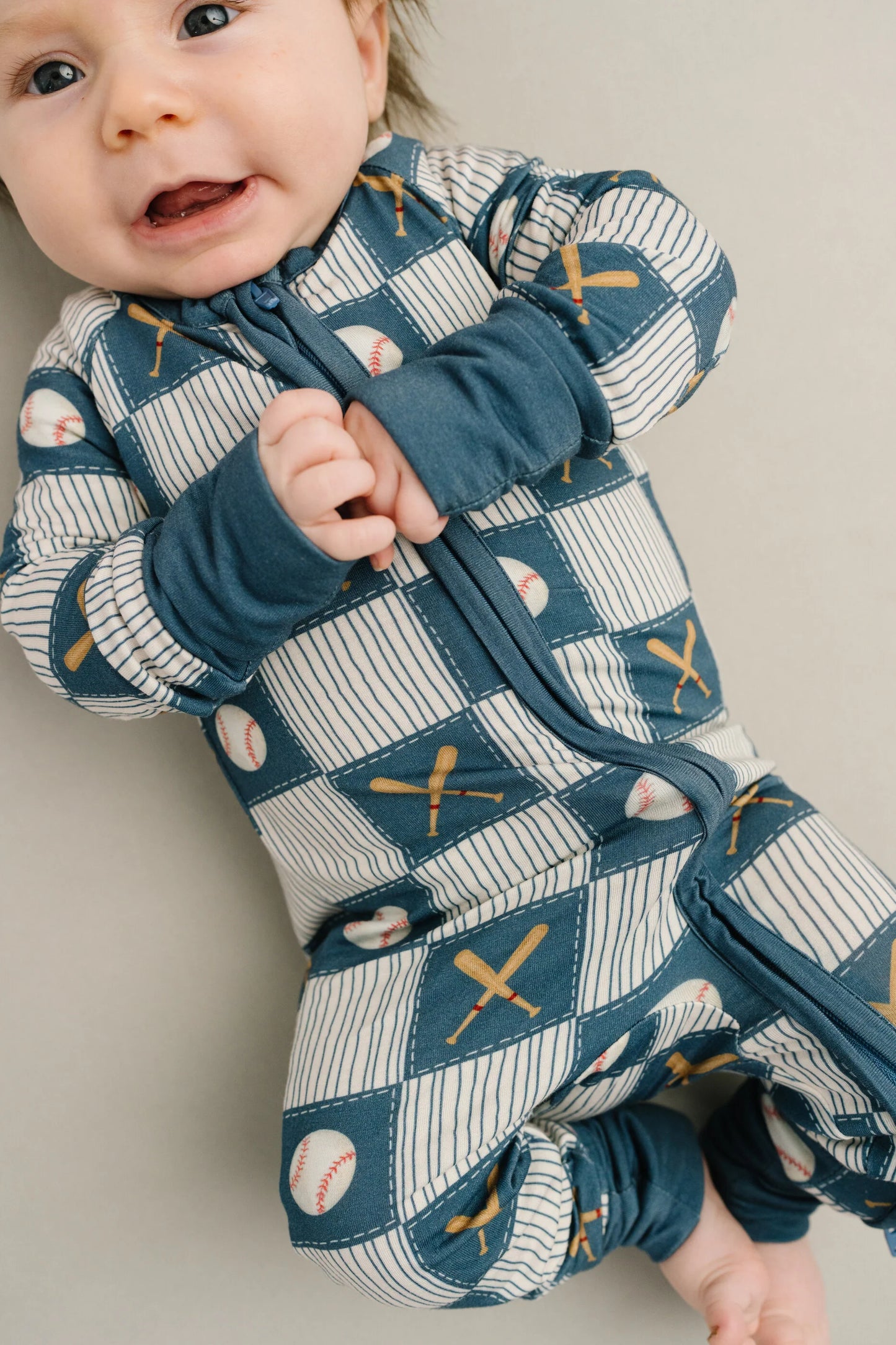 Little One Shop: Baseball Patchwork Bamboo Zippy Romper