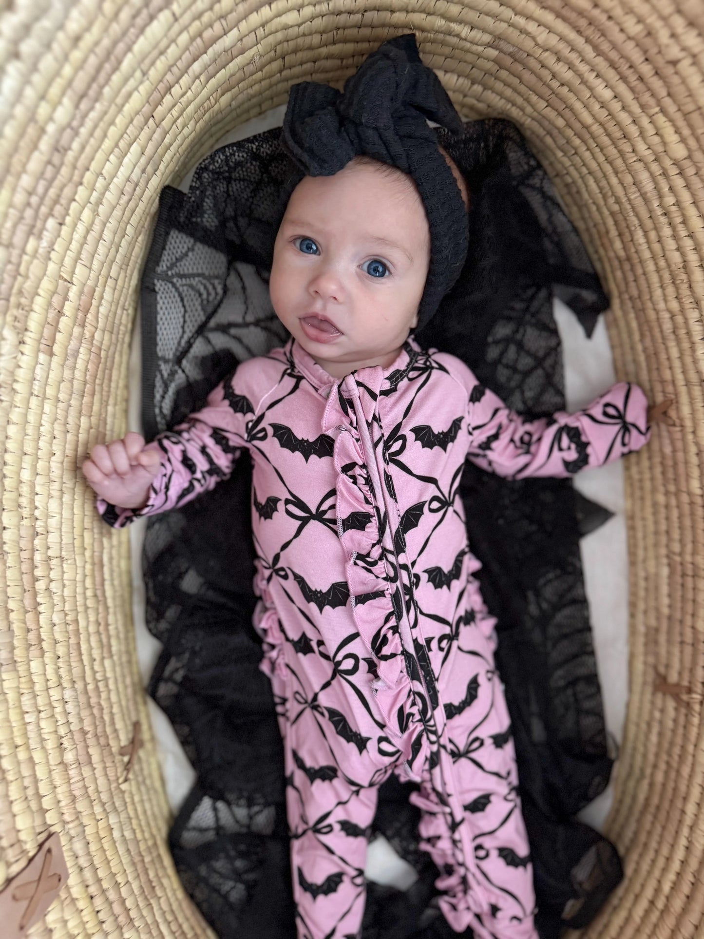 Dream Big: Batty Bows Ruffle Bamboo Zippy