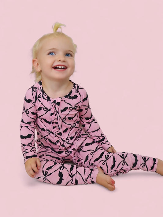 Dream Big: Batty Bows Ruffle Bamboo Zippy