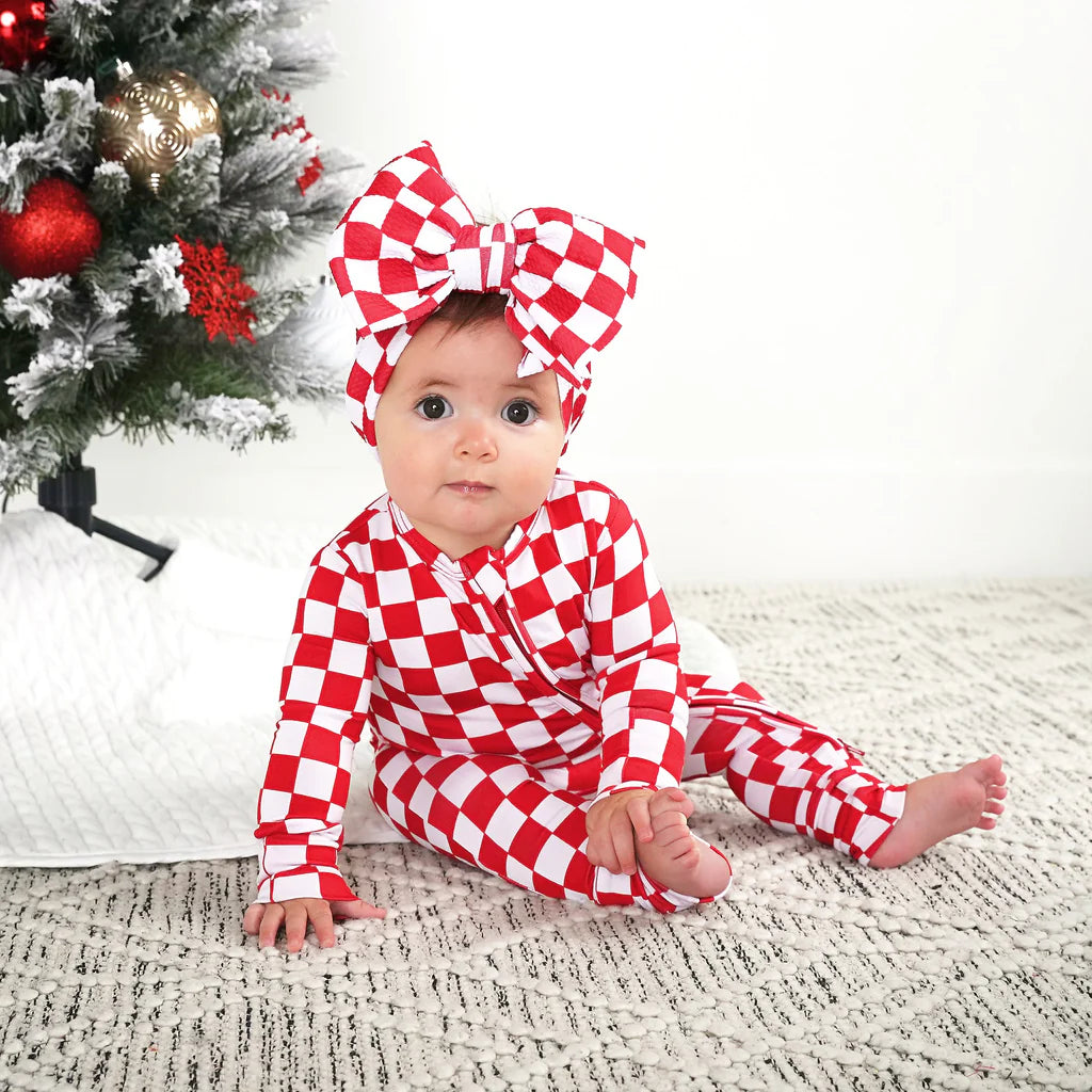 Gigi & Max: Red Checkers Bamboo Zippy Romper