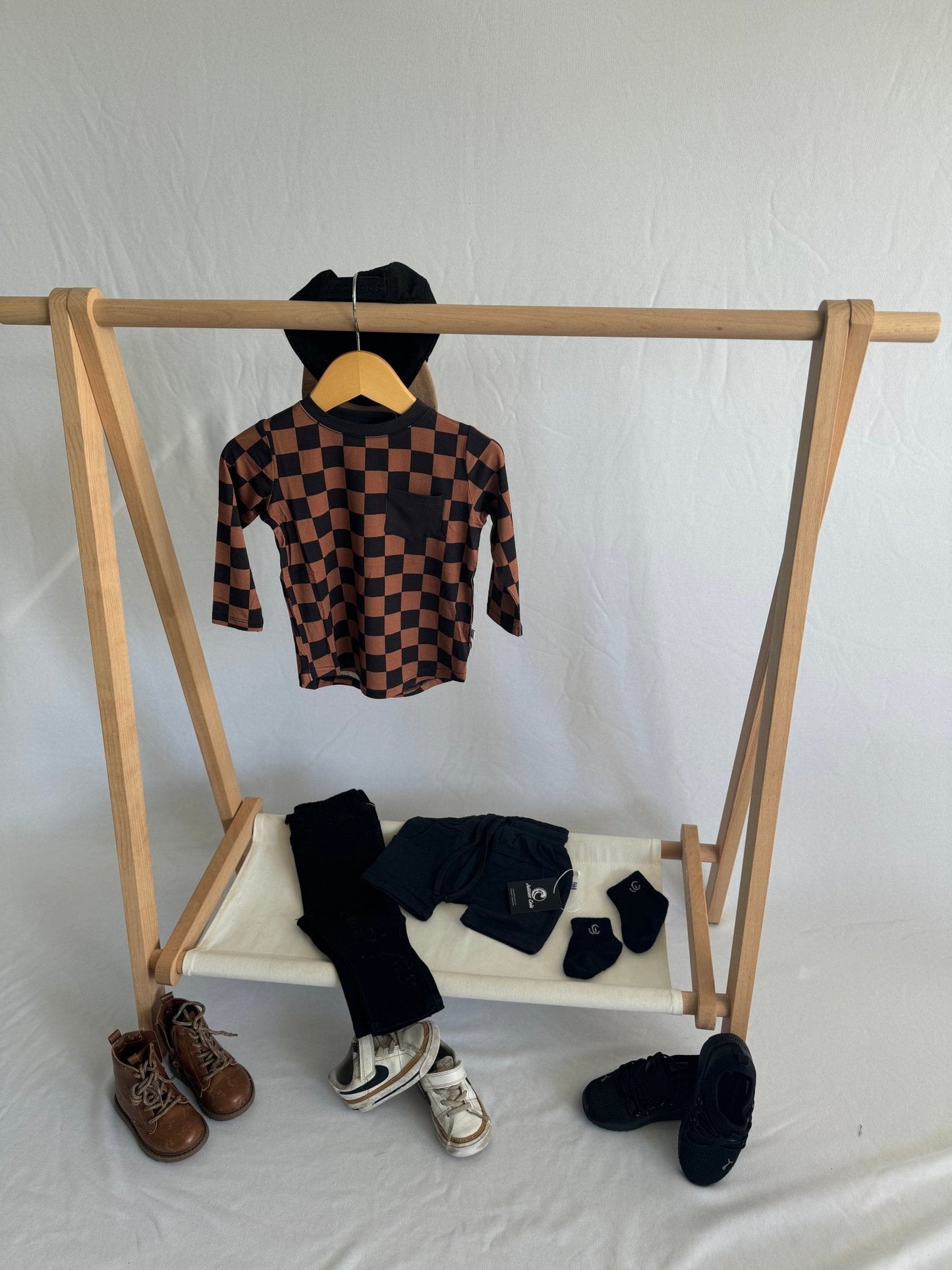 Black & Chocolate Checkered Pocket Long Sleeve