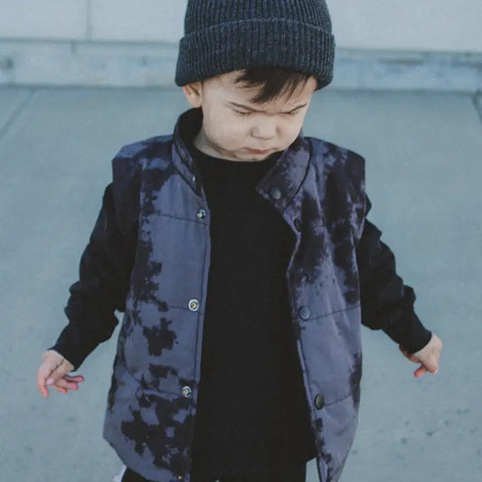 Lucky Link: Black Acid-Wash Long Sleeve Top