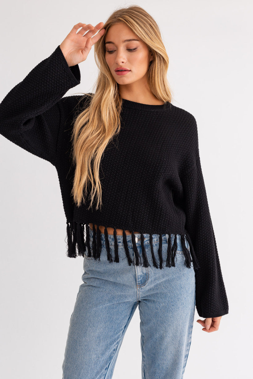 Women's Fringe Sweater- TWO COLORS