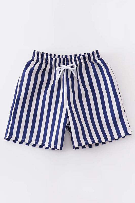 Boys Blue Stripe Swim Trunks