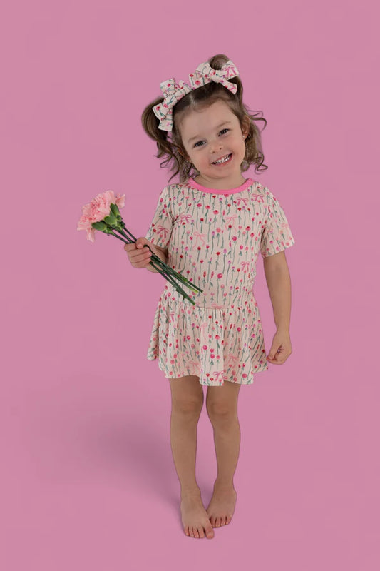 Dream Big: Blooms & Bows Bamboo Bodysuit Twirl Dress