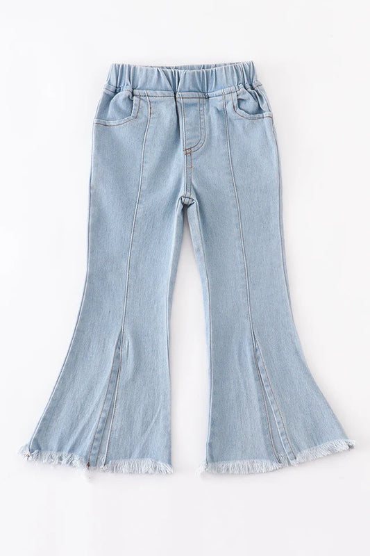 Blue Open Front Denim Bell Bottoms