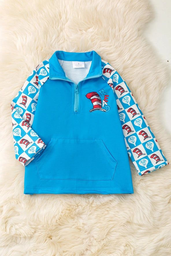 Read Across America- Dr. S Print 1/4 Zip Pullover w/Pocket
