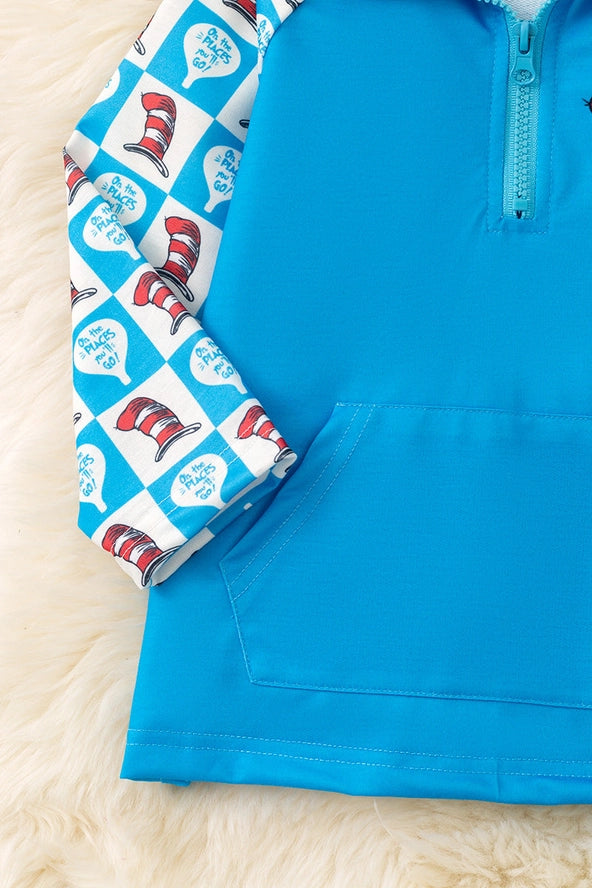 Read Across America- Dr. S Print 1/4 Zip Pullover w/Pocket