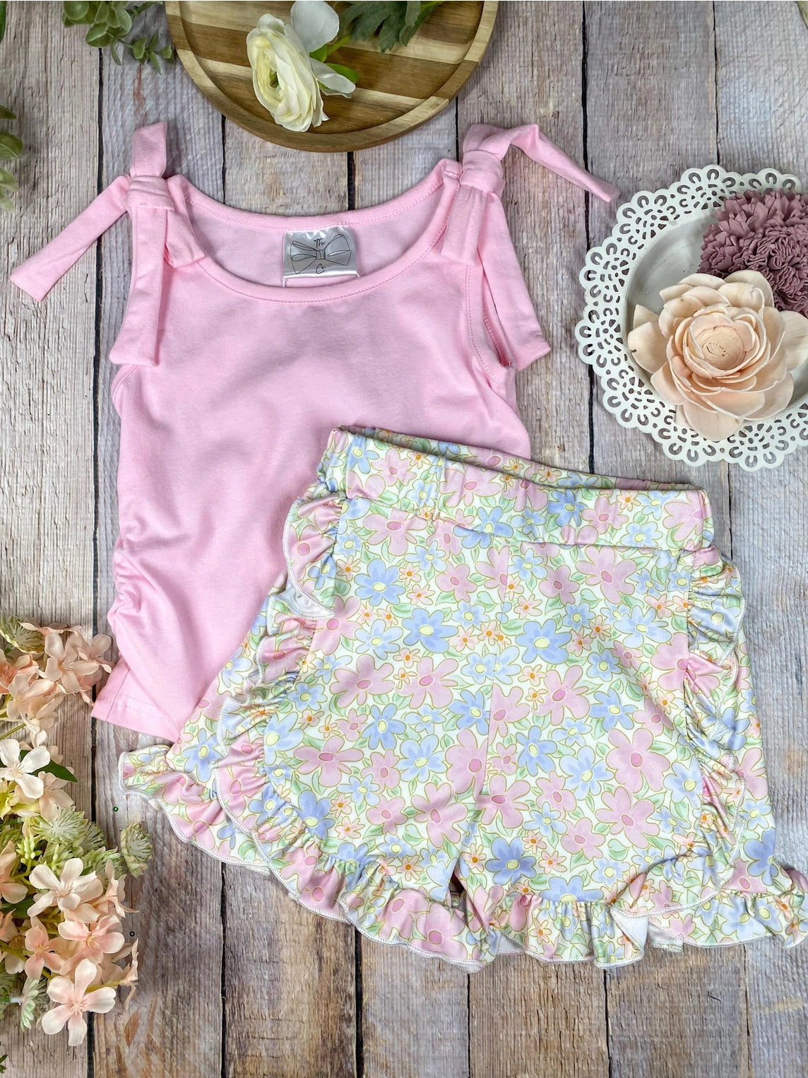 Blush Blossom Ruffle Short Set