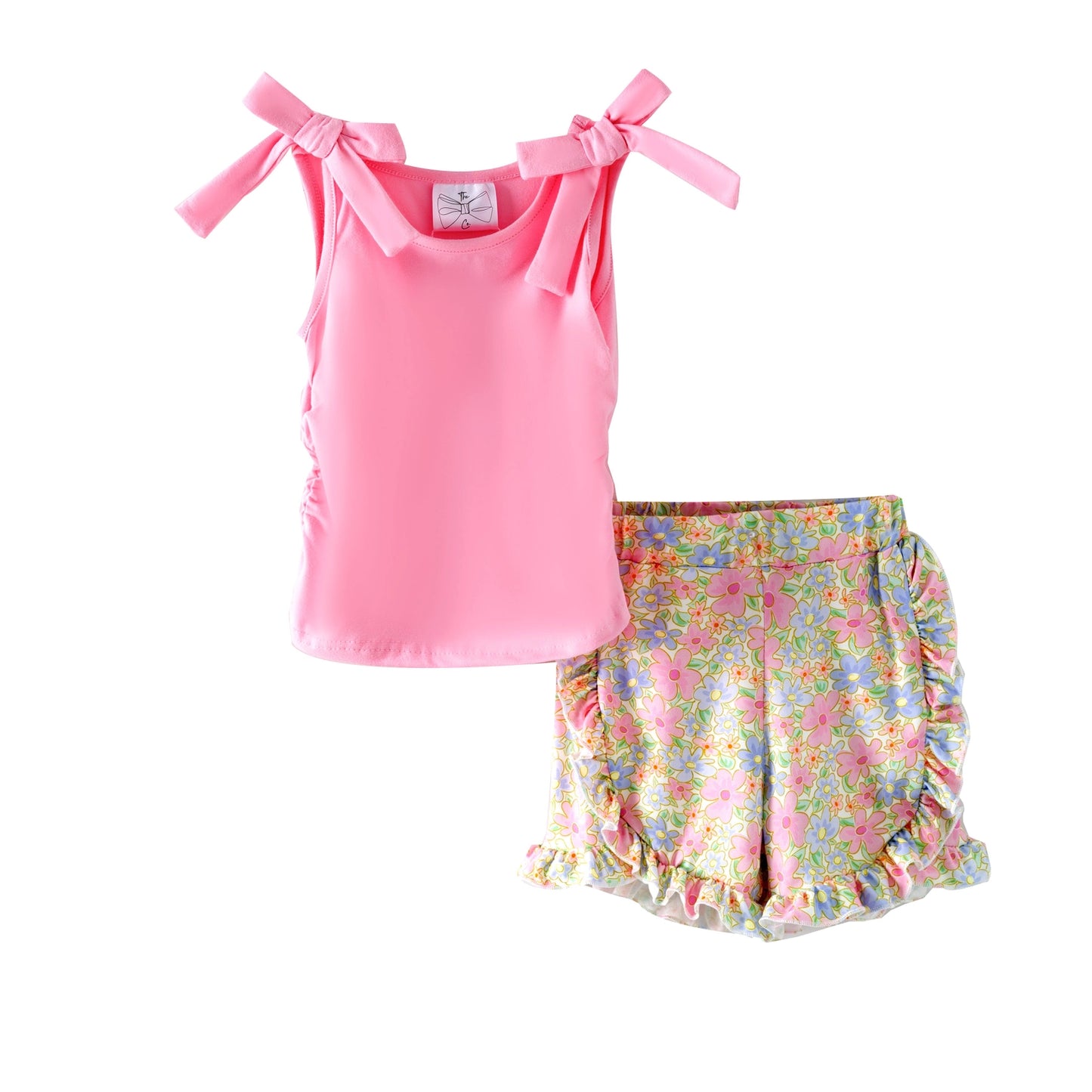 Blush Blossom Ruffle Short Set