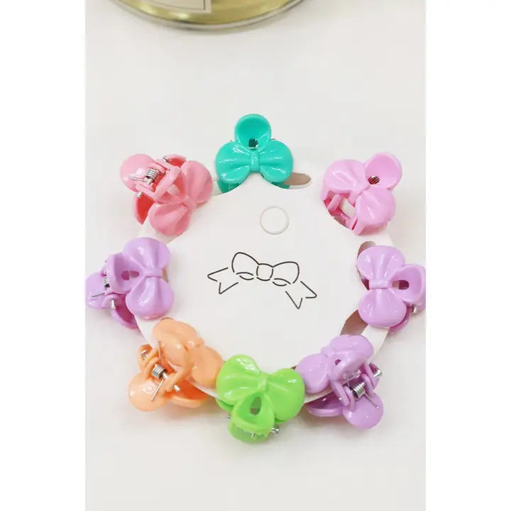 Bow and Flower Mini Hair Clips Box Set