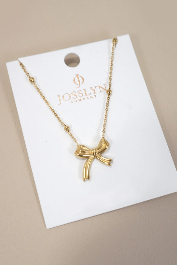 18K STAINLESS STEEL TARNISH FREE BOW NECKLACE