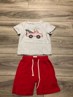 Boys Fire Engine Short Set