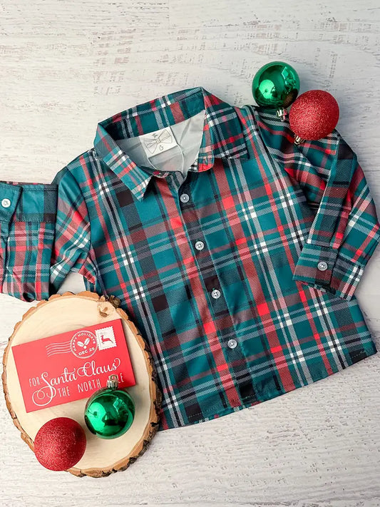 Red & Green Plaid Boys Shirt