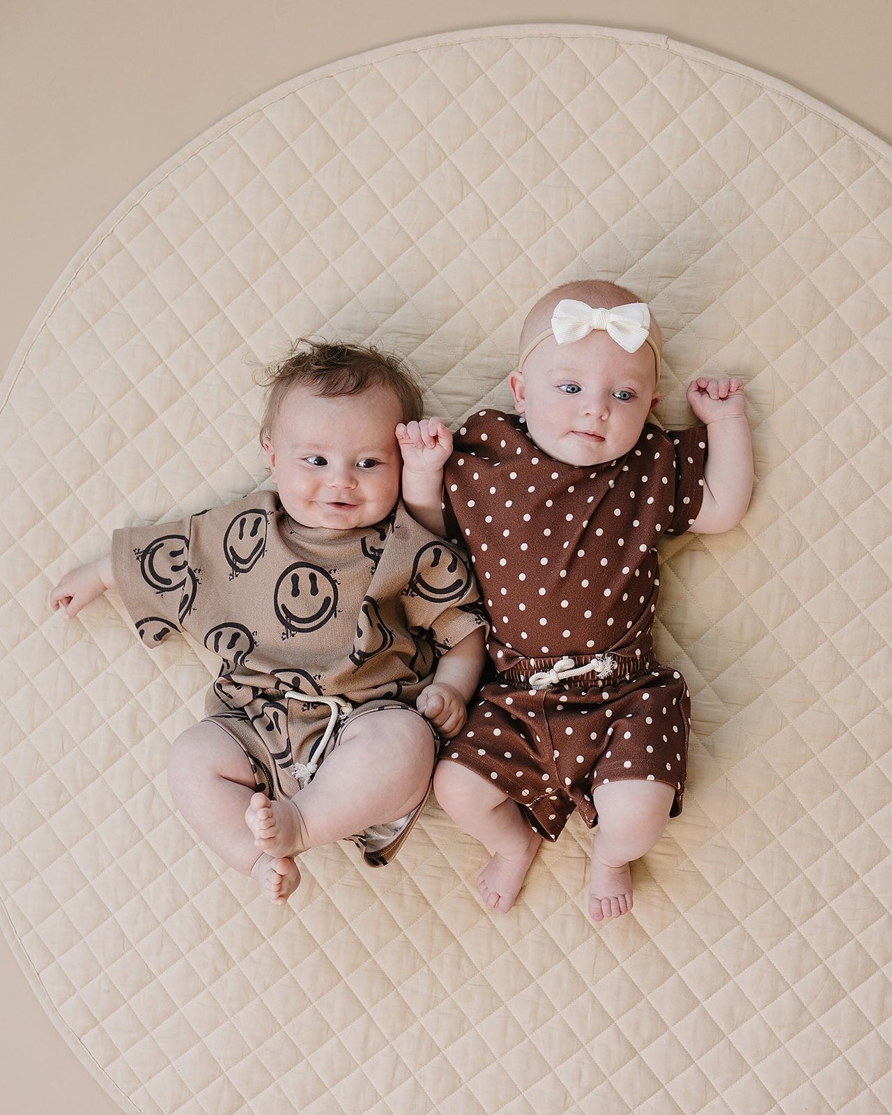 Shorts Set | Brown Smiley Face