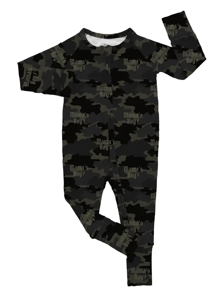 One Little Love Co. Camo Mamas Boy Bamboo Zippy