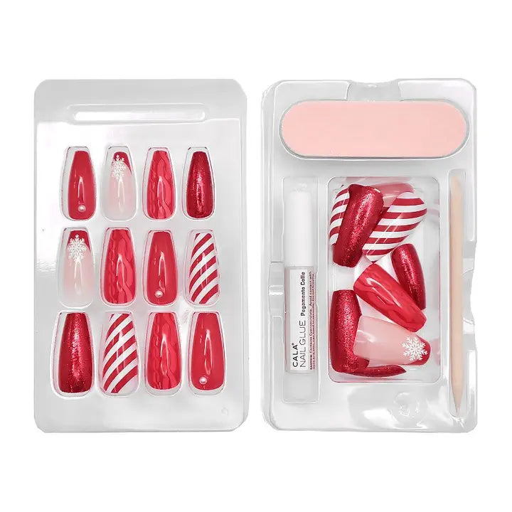 Cala: Glam Couture Candy Cane Press On Nails