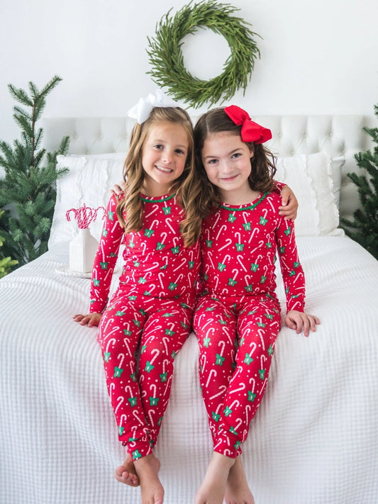 RuffleButts+RuggedButts: Candy Cane Cutie Bamboo Two Piece Set
