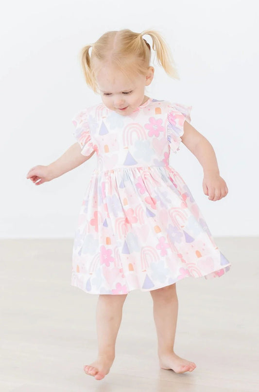 Mila and Rose: Castles and Rainbows Twirl Dress