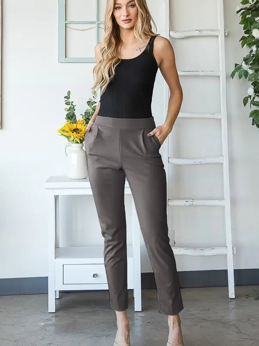 Women's Straight Fit Dress Pants w/pocket- MULTIPLE COLORS