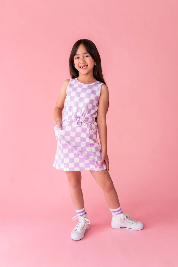 Made By Molly: Checker Charm Girls Athletic Tennis Dress (with Shorts!)