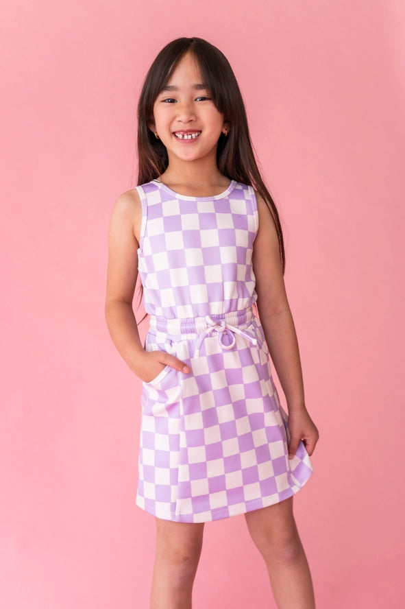 Made By Molly: Checker Charm Girls Athletic Tennis Dress (with Shorts!)