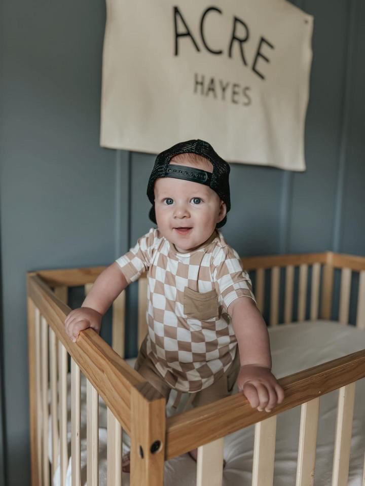 Checkered pocket tee- Desert Tan