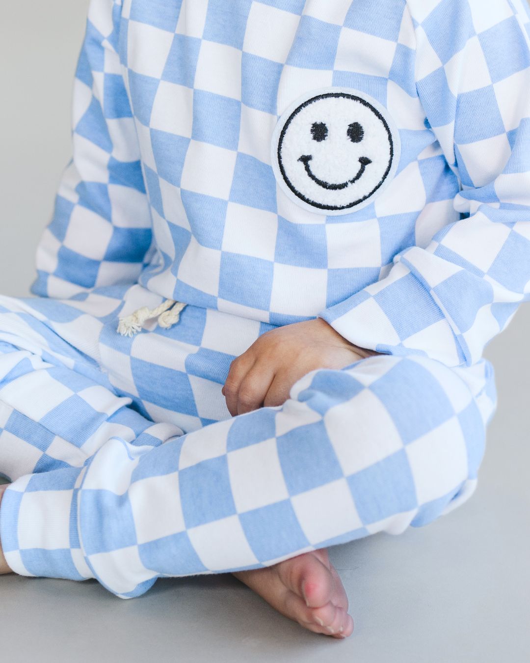 Checkered Smiley Lounge Set | Blue