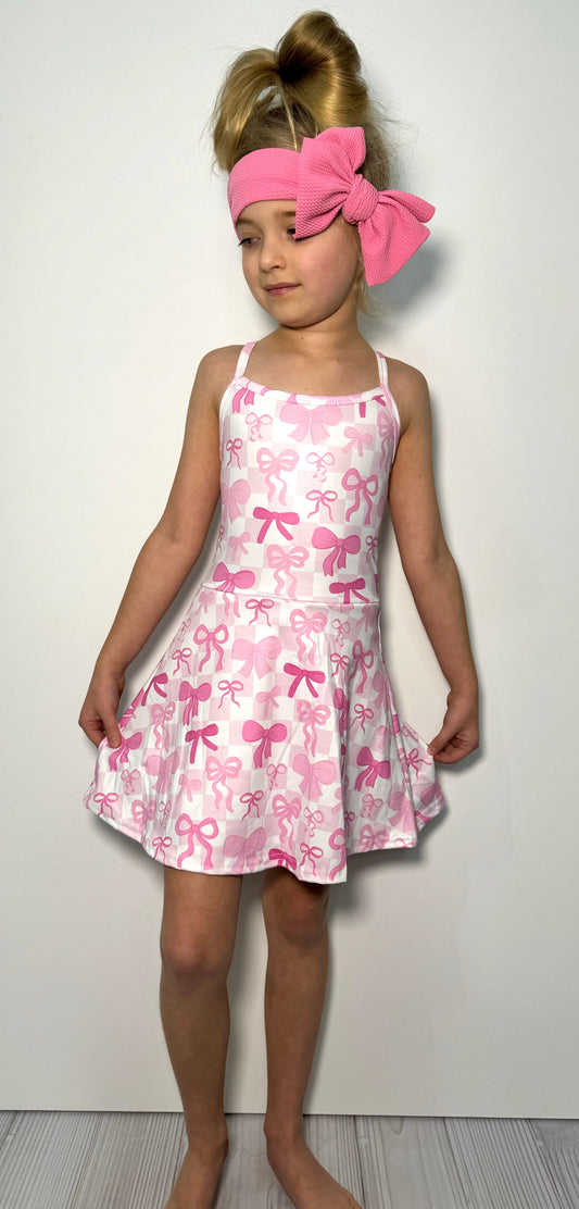 Checkered Coquette Athletic Girls Dress