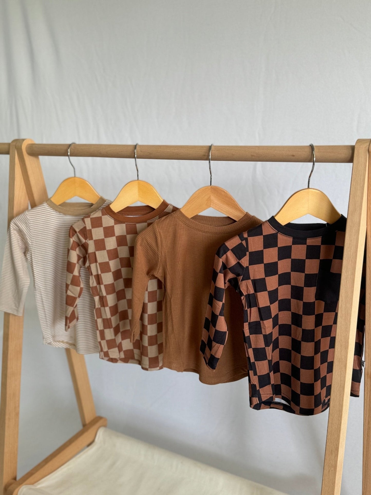 Chocolate & Tan Checkered Pocket Long Sleeve