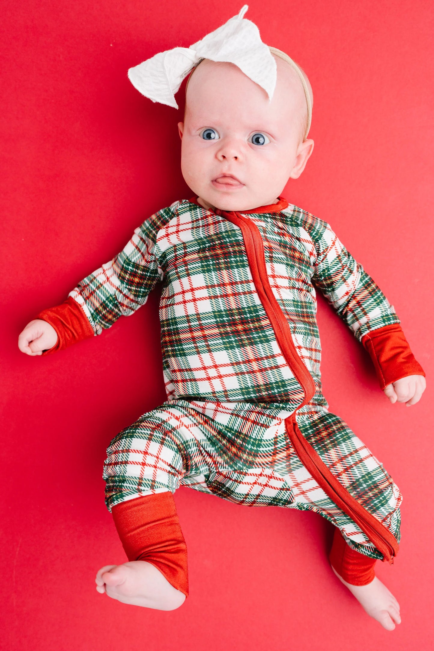 Little One Shop: Christmas Plaid Bamboo Zippy Romper
