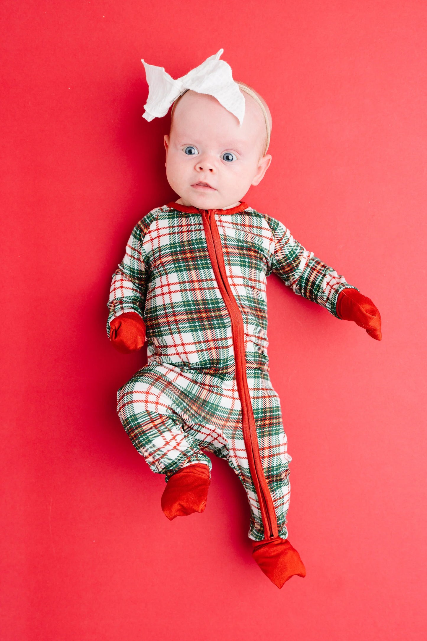Little One Shop: Christmas Plaid Bamboo Zippy Romper