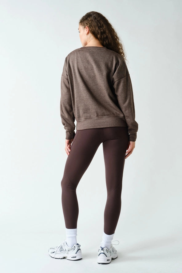Mono B: Burned Out Crewneck Sweater- Coffee Bean