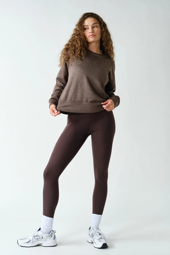 Mono B: Burned Out Crewneck Sweater- Coffee Bean