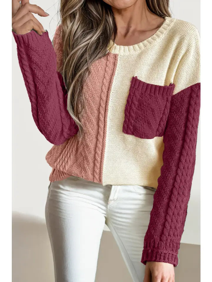 Women's Colorblock Pocket Sweater