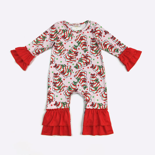 Coquette Christmas Cakes Baby Ruffle Romper
