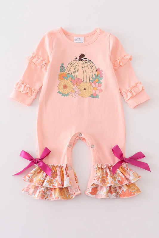 Coral Pumpkin Romper