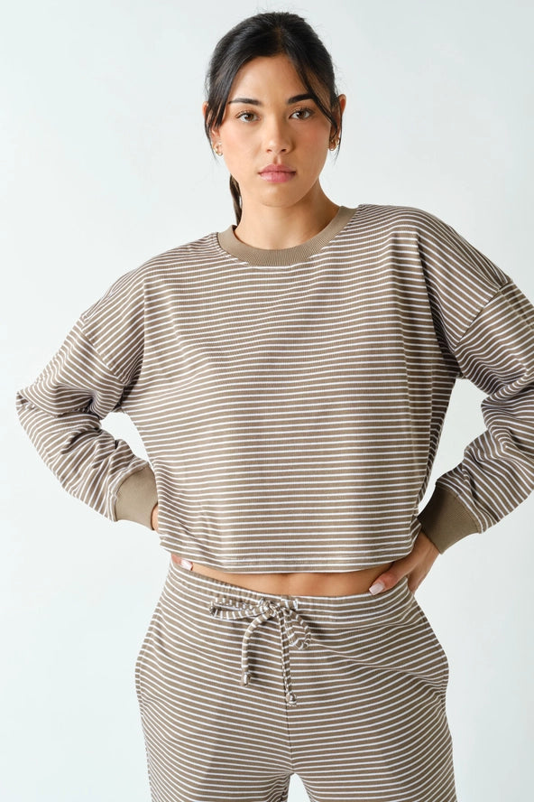 Mono B: Women's Coastal Striped Top & Pant Set (3) COLORS