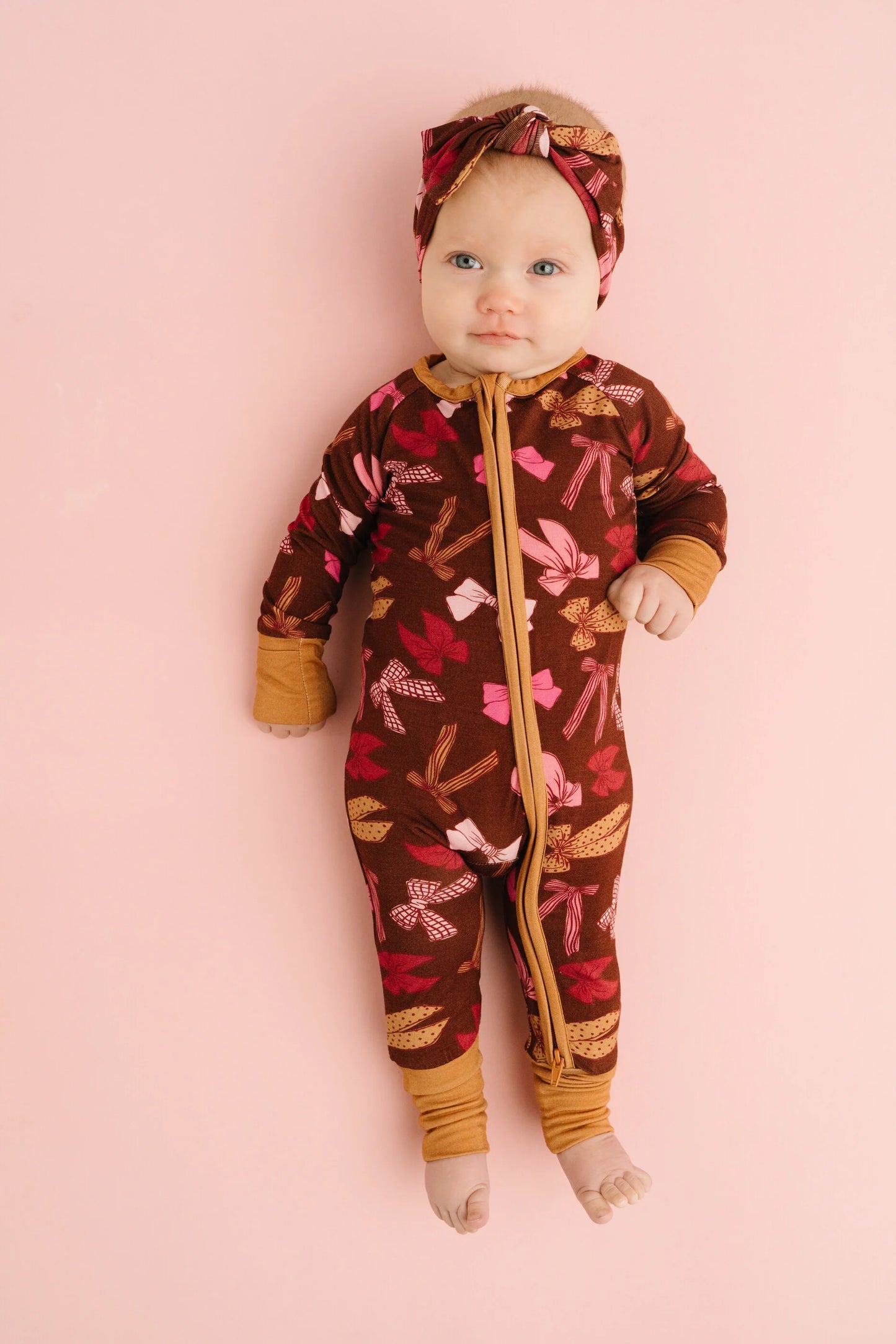 Little One Shop: Darling Bows Print Bamboo Zipper Romper
