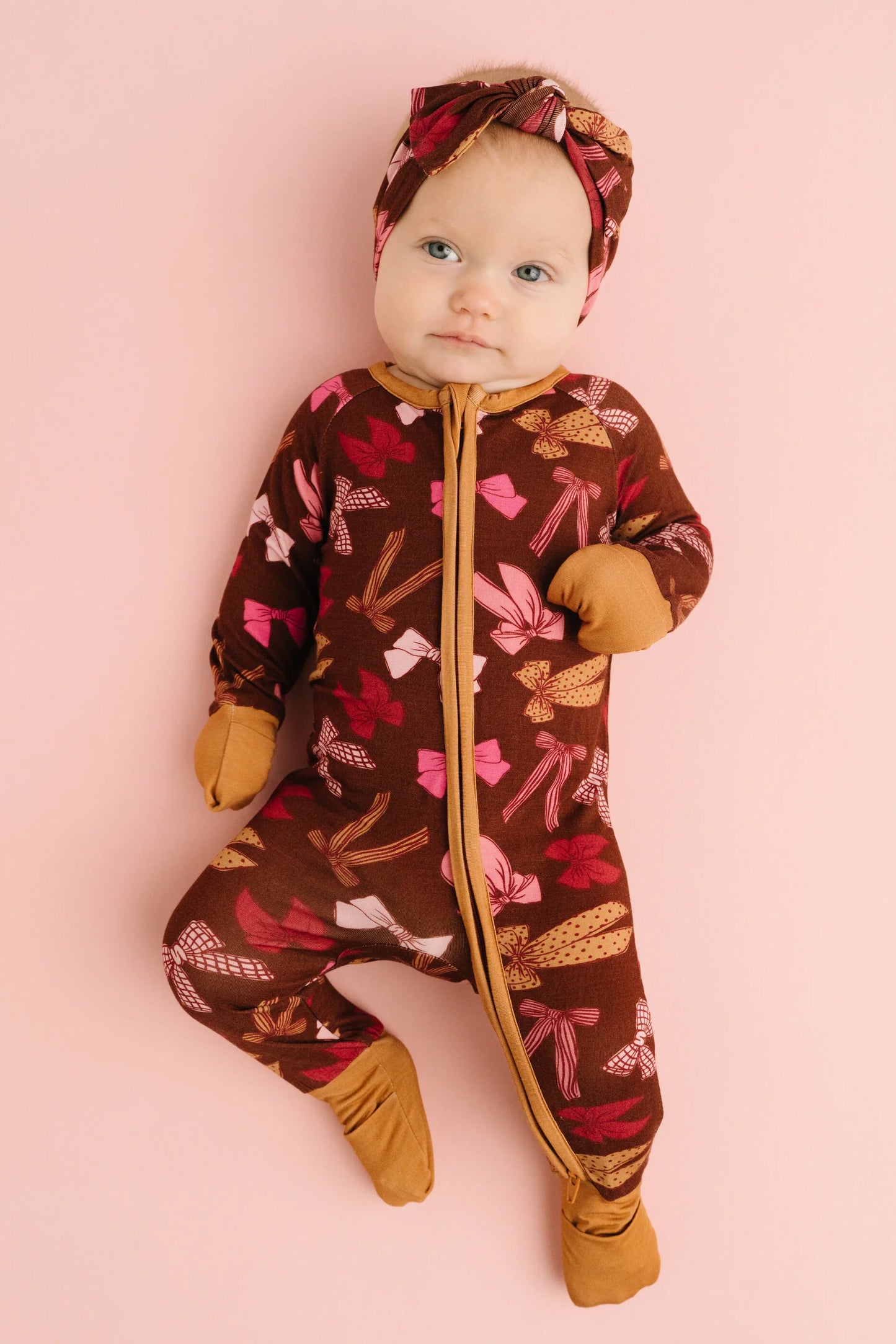 Little One Shop: Darling Bows Print Bamboo Zipper Romper