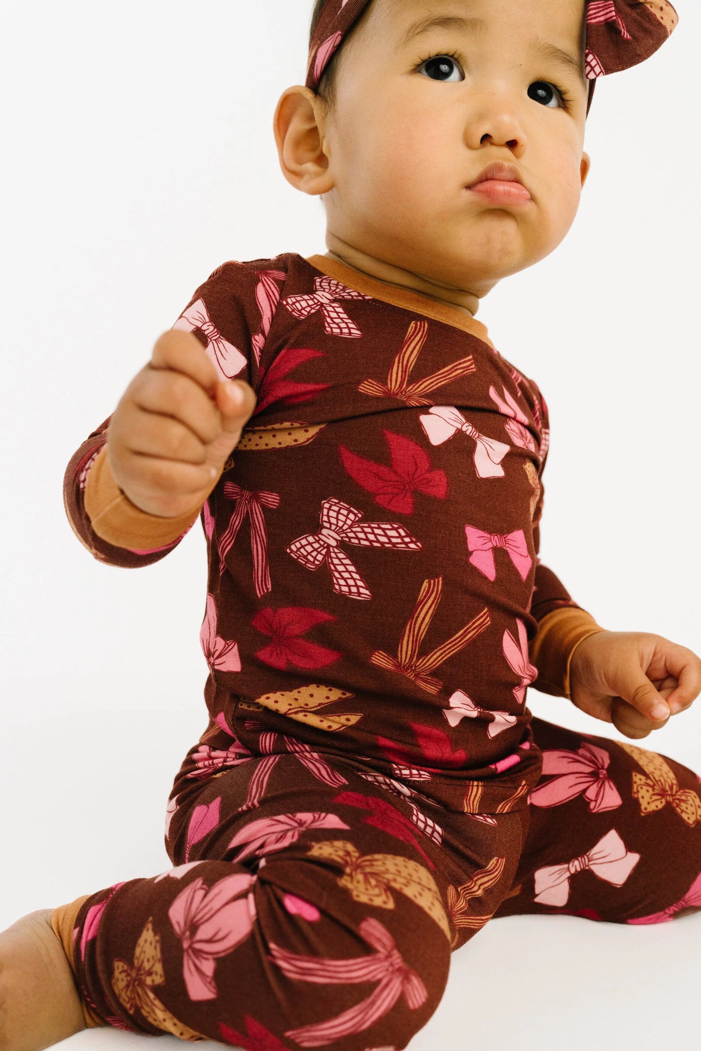 Little One Shop: Darling Bows Print Bamboo Two Piece Set
