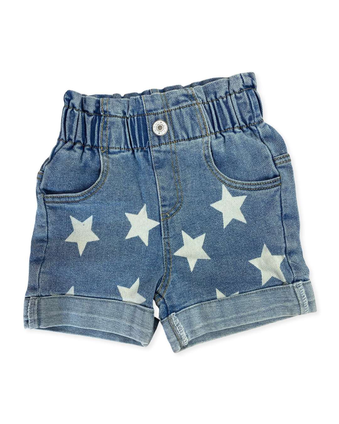 Star Print Girls Denim Shorts