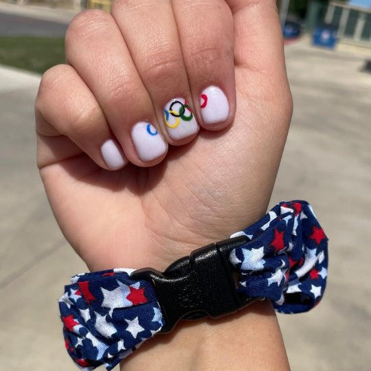 Team USA "Shooting" Stars Patriotic Buckle Scrunchie - No Snagging, No Tangles