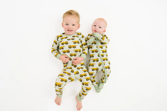 Little One Shop: Dump Trucks Bamboo Two Piece Set
