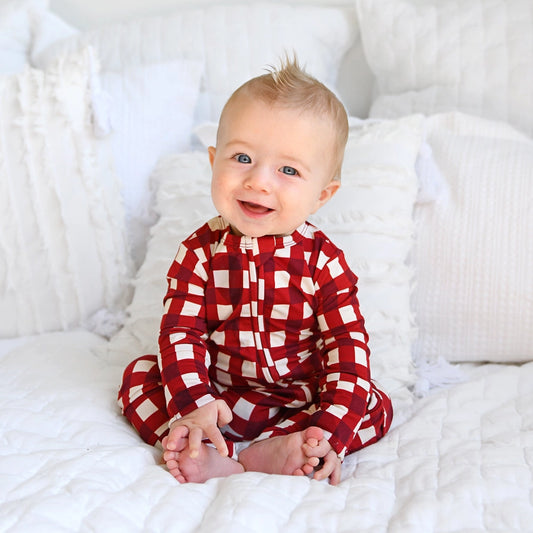 Gigi and Max: Emery Plaid Bamboo Zippy Romper