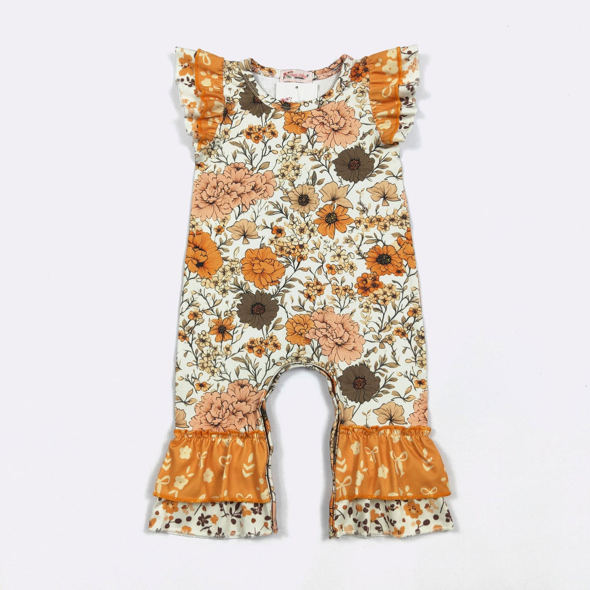 Fall Floral Girls Ruffle Romper